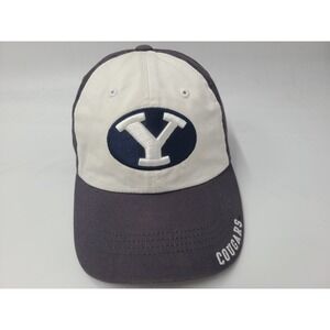 Brigham Young University BYU Cougars Adjustable Hat Cap Cotton NCAA White Blue
